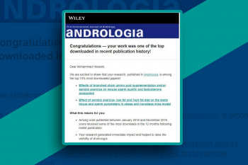 دو مقاله‌ی پژوهشگر رویان جهاددانشگاهی در میان پربازدیدترین مقالات Andrologia